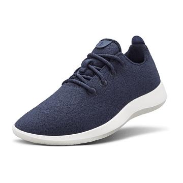 Allbirds Ull Runner Joggesko Dame Marineblå Hvite | NO4486NB