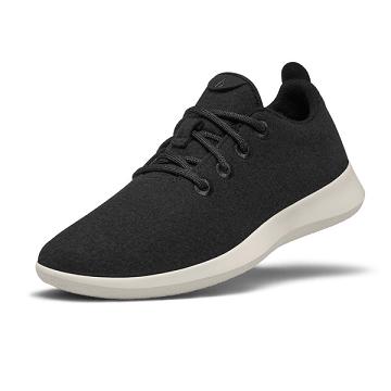 Allbirds Ull Runner Joggesko Dame Svarte Hvite | NO4490XF